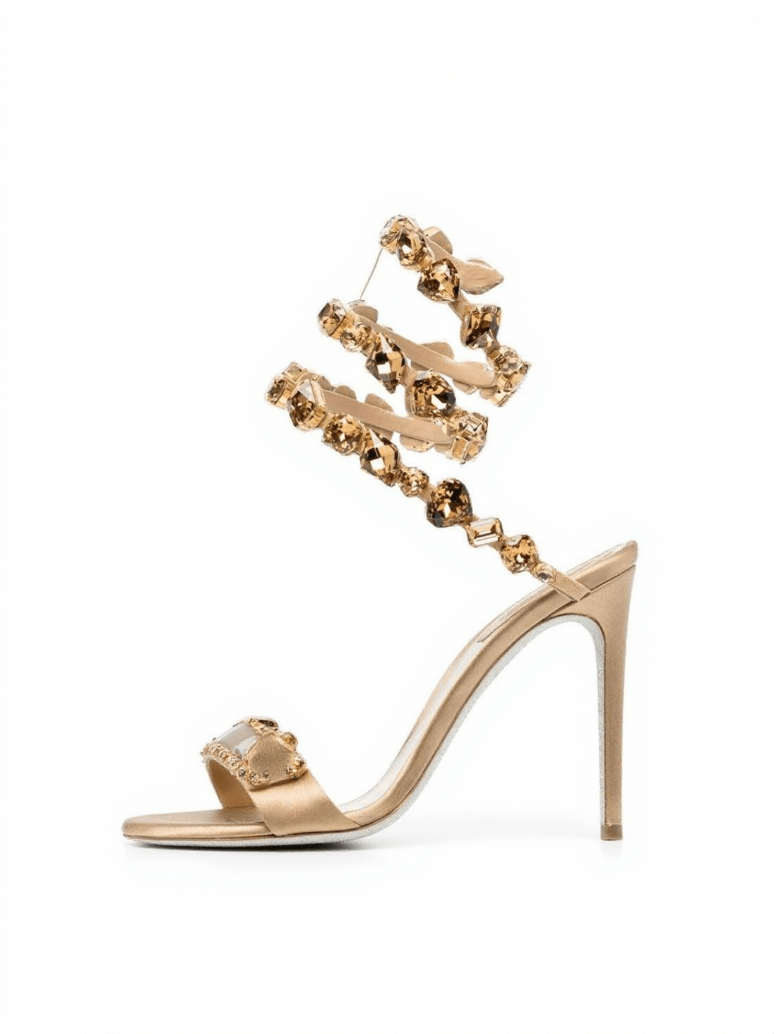 ELYRA SNAKE RHINESTONE SANDALS IN GOLD