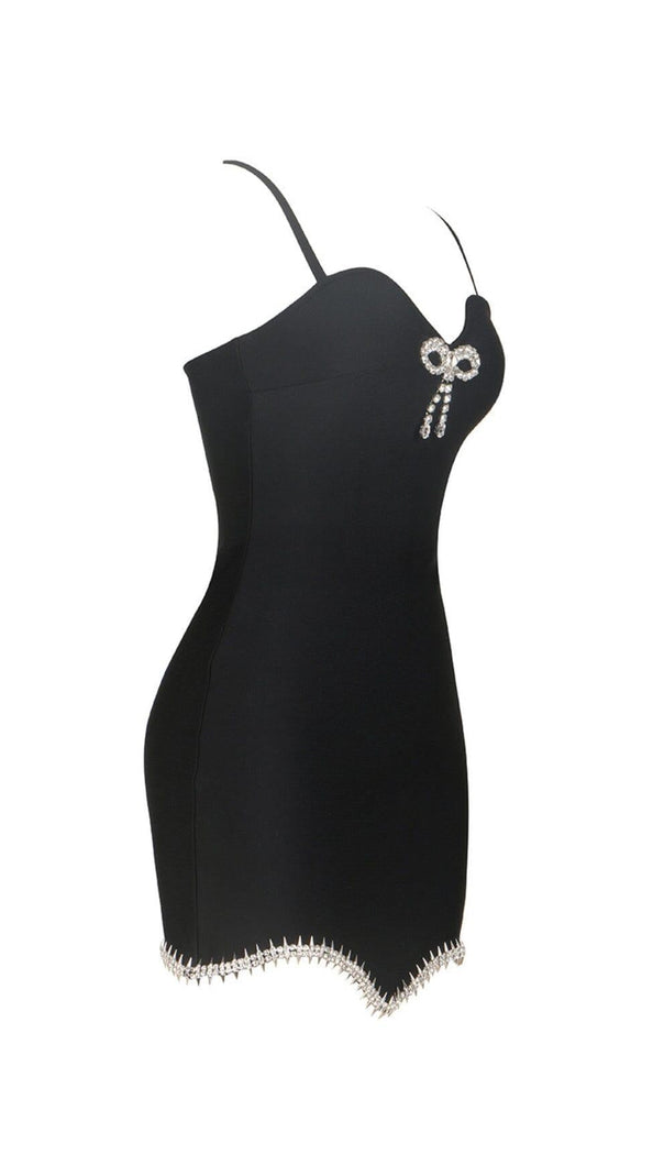 AIIZIE BANDAGE DIAMOND STRAPPY MINI DRESS IN BLACK - product image