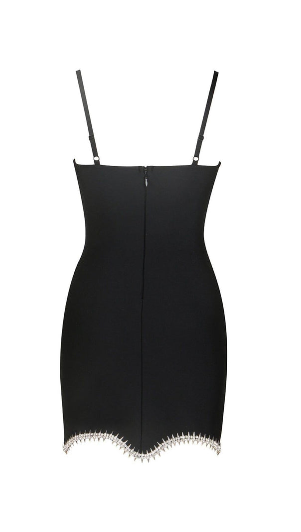 AIIZIE BANDAGE DIAMOND STRAPPY MINI DRESS IN BLACK - product image