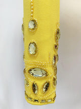 YELLOW HEAVY INDUSTRY CRYSTAL BEADS SET SEXY SHORT TOP & DRESS