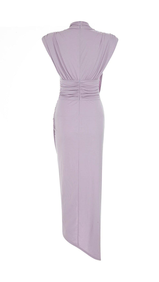 AIIZIE DEEP V-NECK SMALL FLYING-SLEEVED HIGH-RISE DRESS IN LIGHT PURPLE - product image