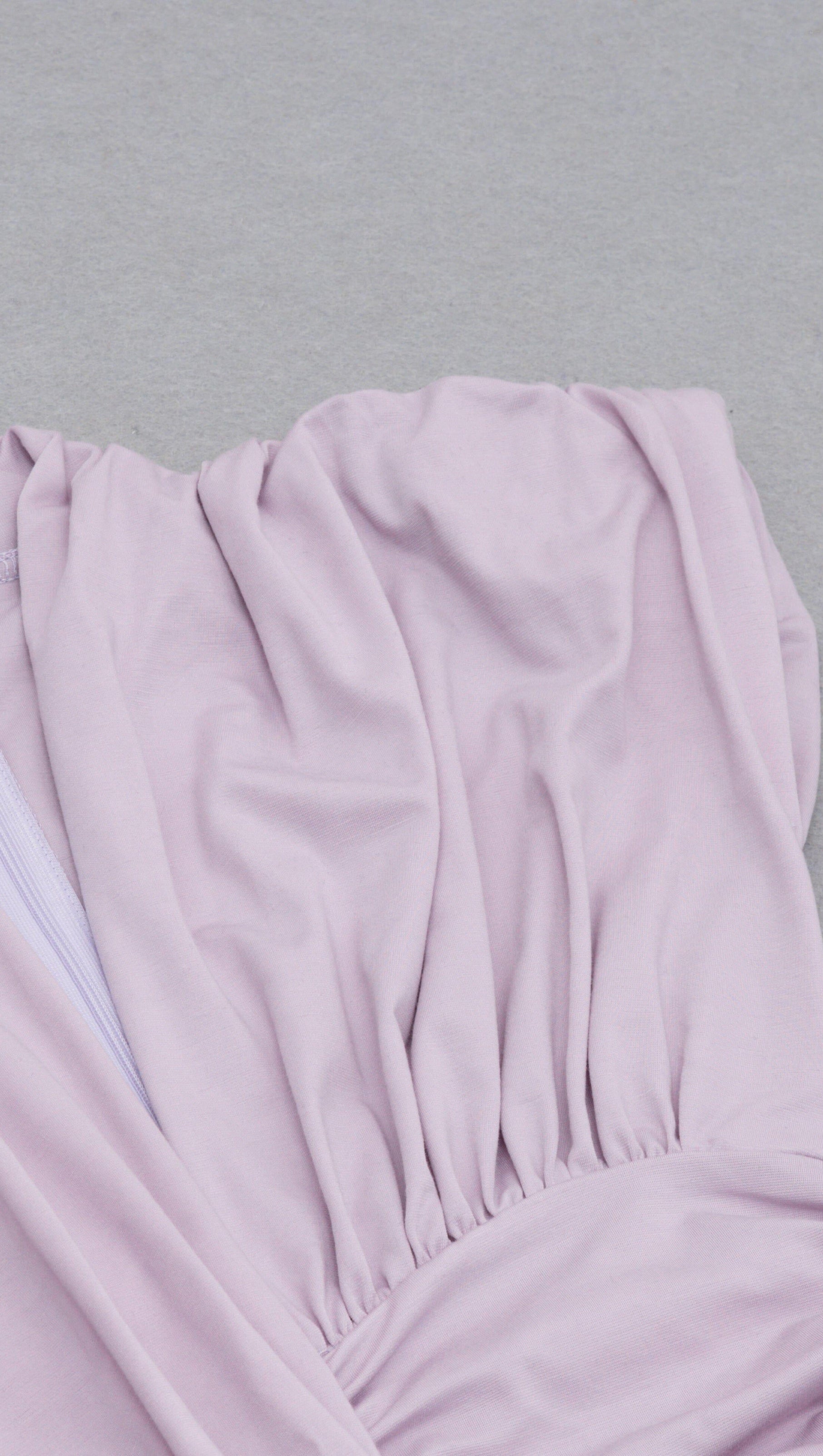 AIIZIE DEEP V-NECK SMALL FLYING-SLEEVED HIGH-RISE DRESS IN LIGHT PURPLE - product image