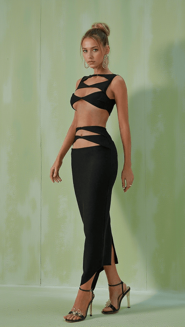 SET DI BENDE HEDWIG CUTOUT IN NERO