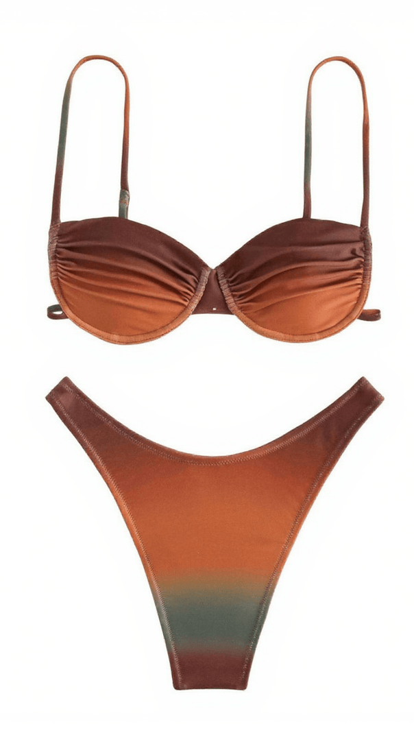 AIIZIE EVA OMBRE OMBRE BIKINI TWO PIECE SET IN COFFEE - product image