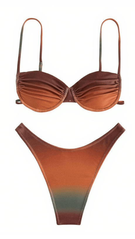 EVA OMBRE OMBRE BIKINI TWO PIECE SET IN COFFEE