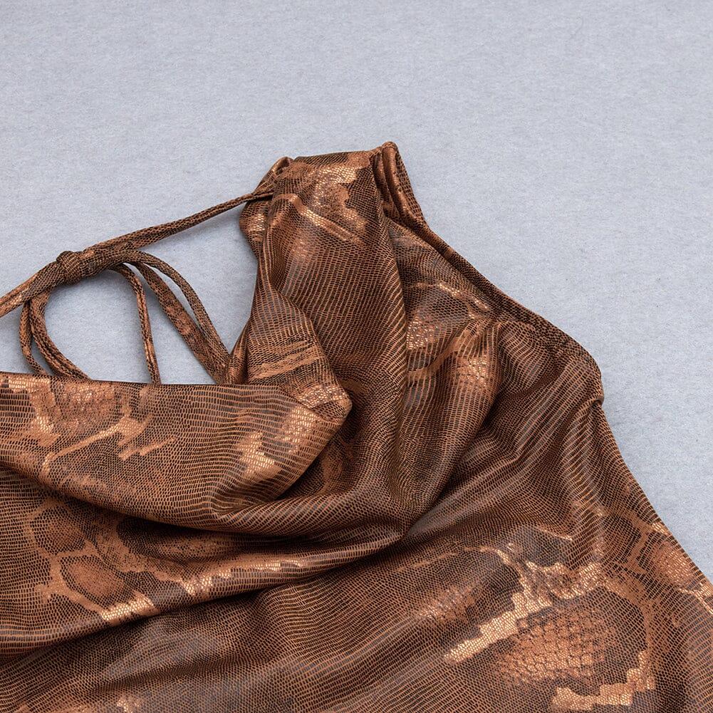 AIIZIE DRAPE SNAKE-PRINT SLEEVELESS DRESS IN KHAKI - product image