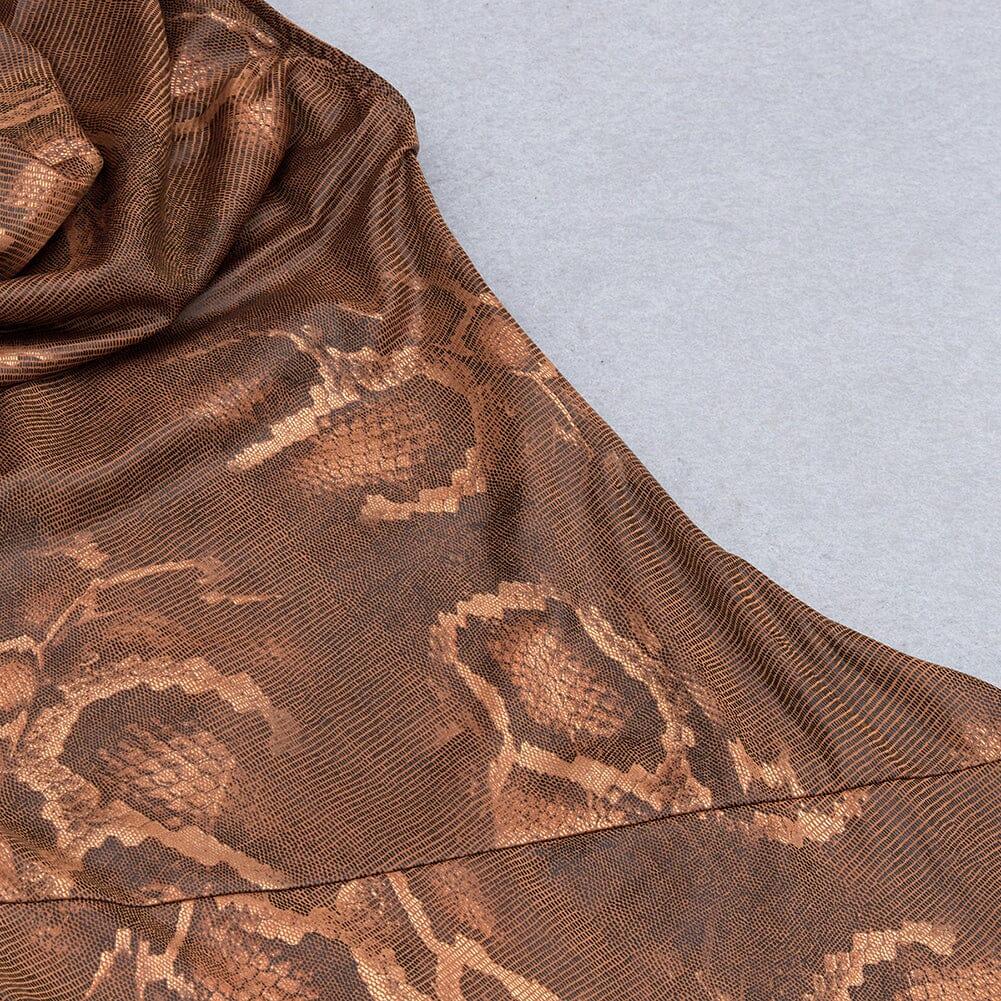 AIIZIE DRAPE SNAKE-PRINT SLEEVELESS DRESS IN KHAKI - product image
