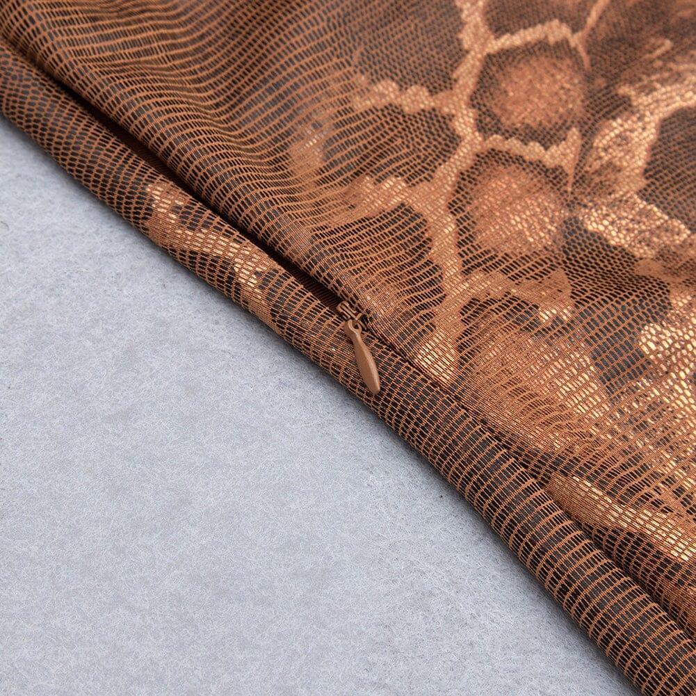 DRAPETES ÄRMELLOSES KLEID MIT SCHLANGENPRINT IN KHAKI