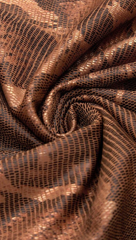 DRAPE SNAKE-PRINT SLEEVELESS DRESS IN KHAKI