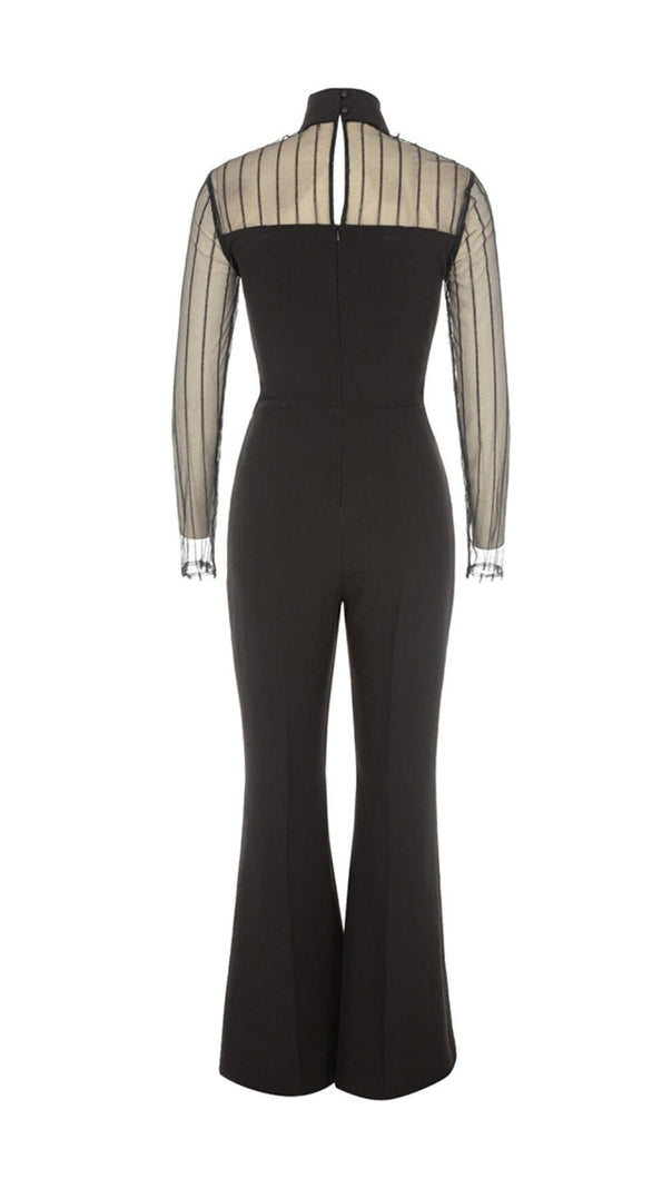 AIIZIE MESH STITCHED CROSS-TIE JUMPSUIT IN BLACK - product image