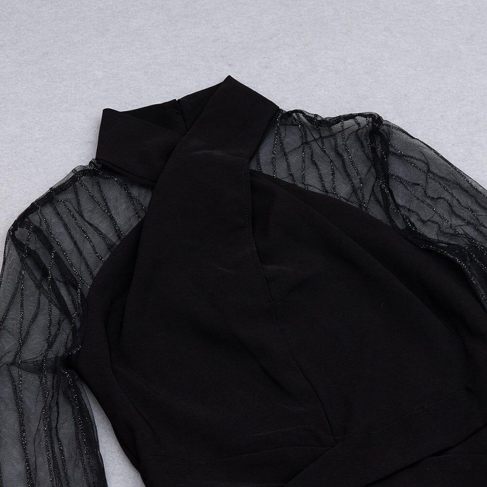 AIIZIE MESH STITCHED CROSS-TIE JUMPSUIT IN BLACK - product image