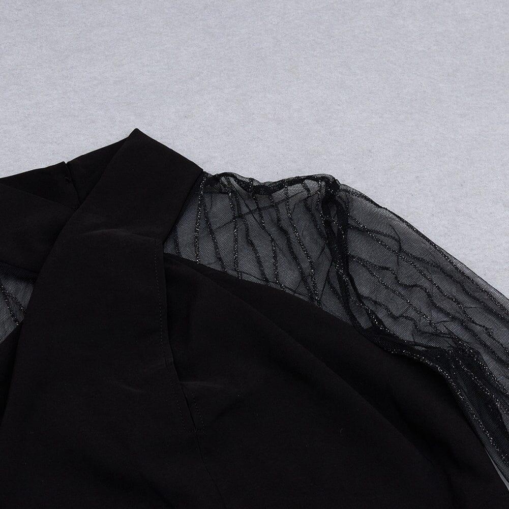 AIIZIE MESH STITCHED CROSS-TIE JUMPSUIT IN BLACK - product image