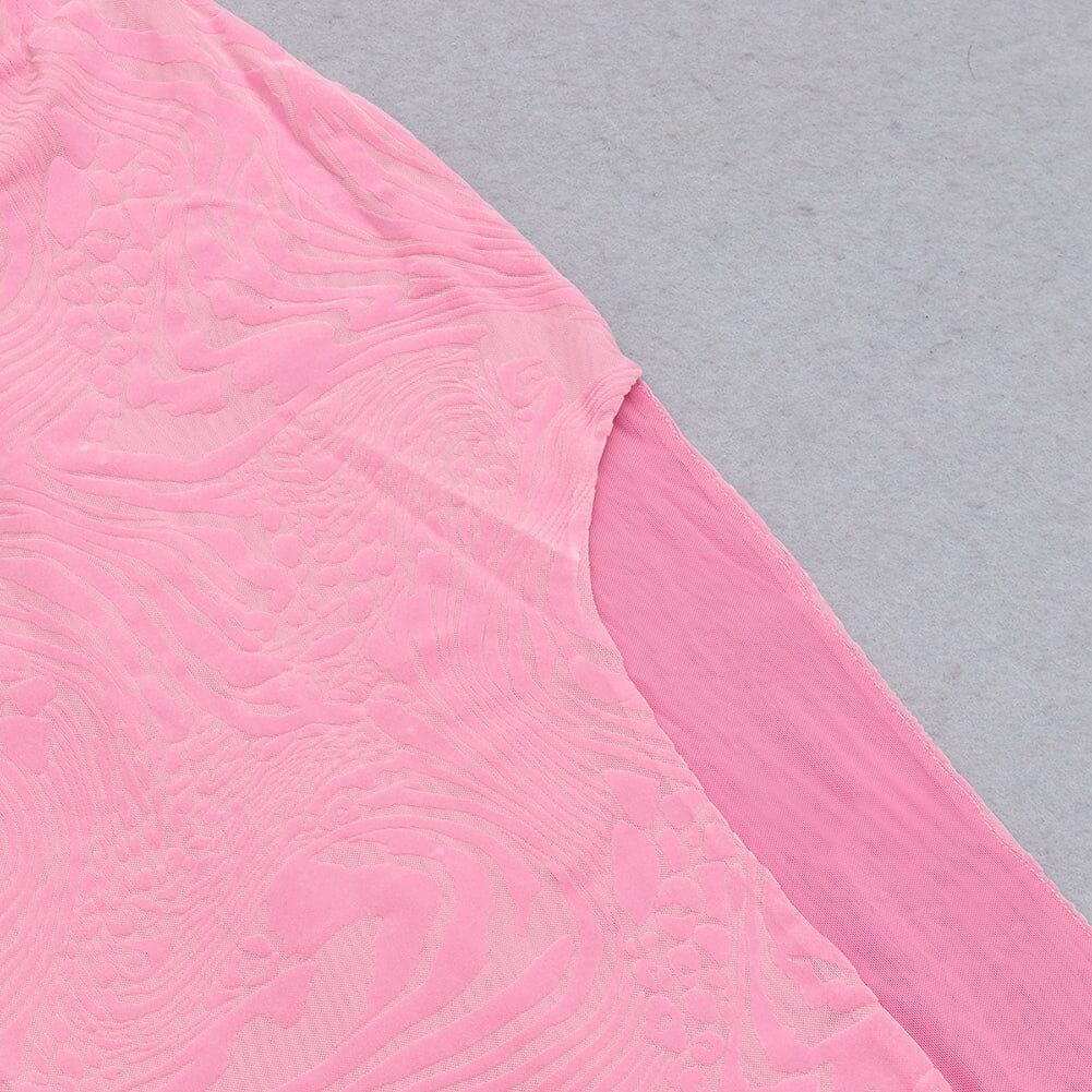 AIIZIE RUFFLE COLLAR OFF-THE-SHOULDER HIGH SLIT DRESS IN PINK - product image