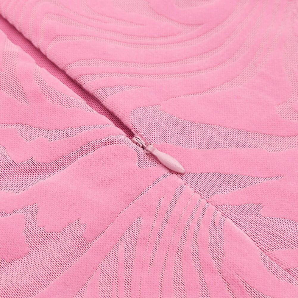 Ruffle Collar Off-the-Shoulder High Slit Dress in Pink