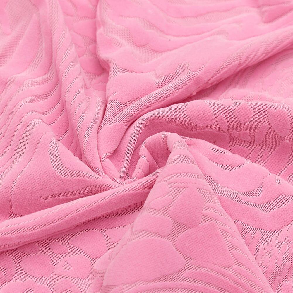Ruffle Collar Off-the-Shoulder High Slit Dress in Pink