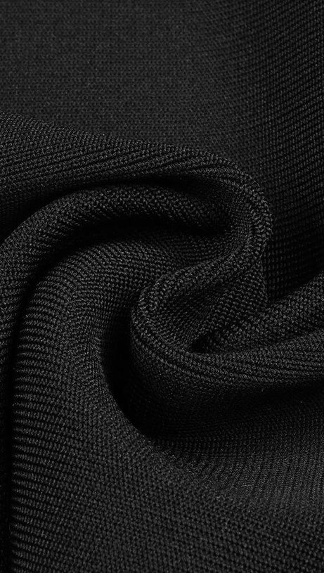 MESH STITCHED SLIM-FIT MINI DRESS IN BLACK