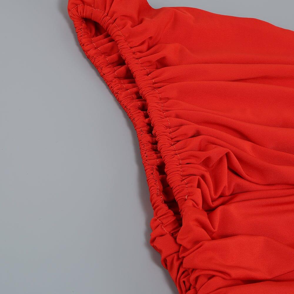 AIIZIE PLEATED SLEEVELESS ONE-SHOULDER DRESS IN RED - product image