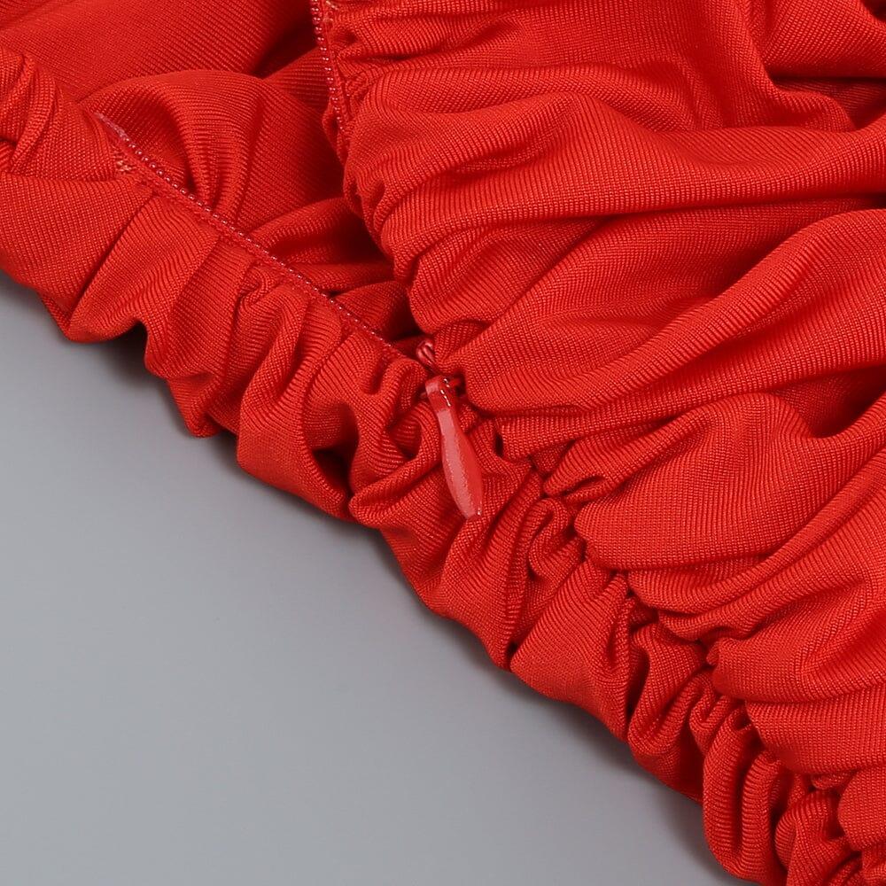 AIIZIE PLEATED SLEEVELESS ONE-SHOULDER DRESS IN RED - product image