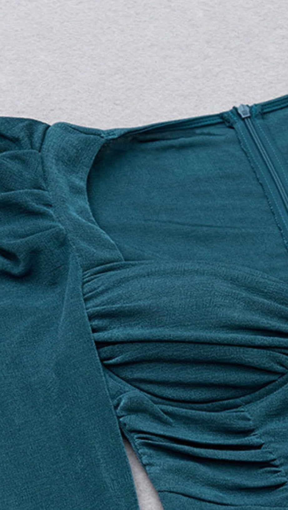 HIGH SLIT SLIM-FIT KNIT MIDI DRESS IN GREY-BLUE