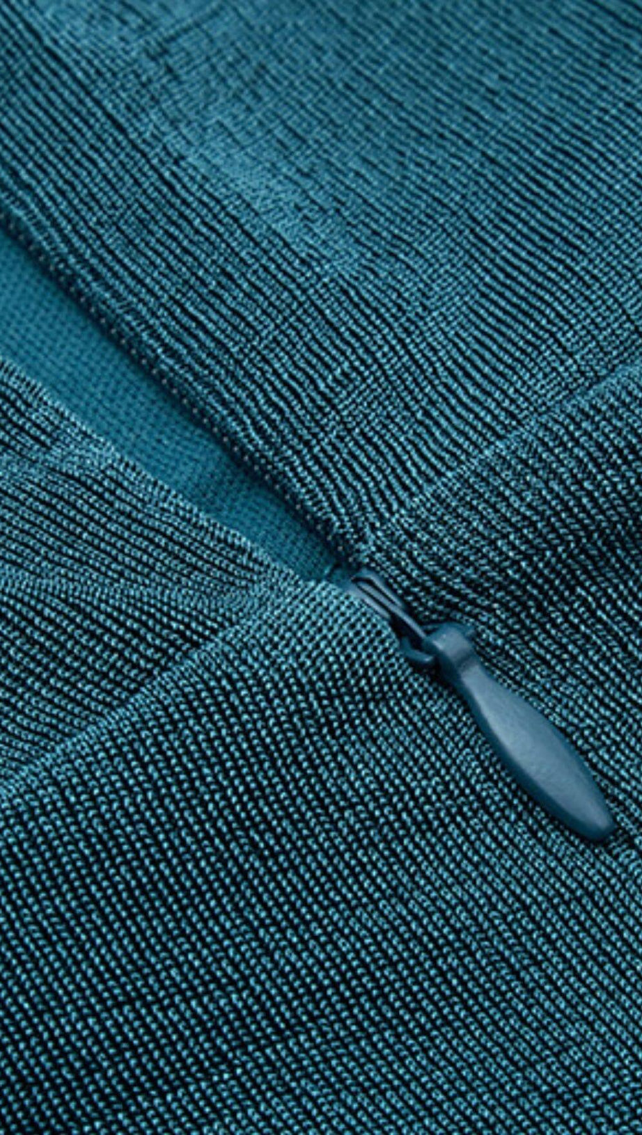 HIGH SLIT SLIM-FIT KNIT MIDI DRESS IN GREY-BLUE