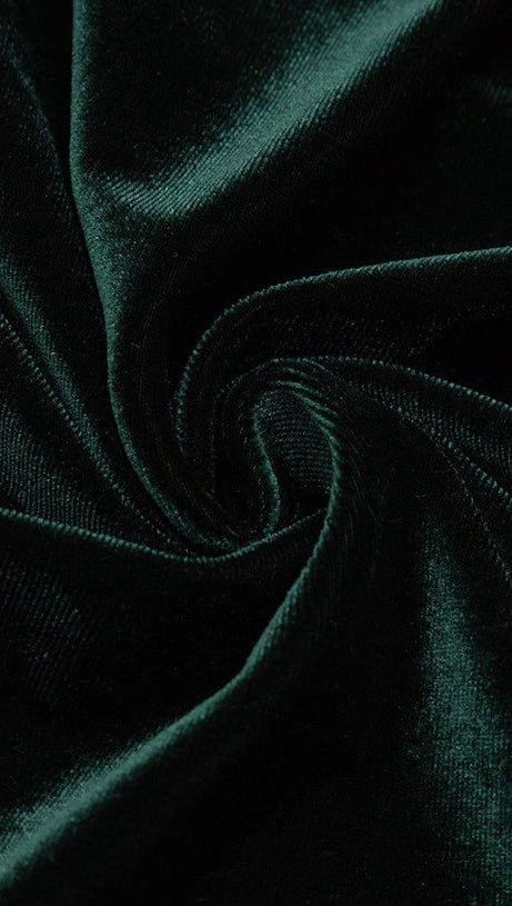 VELVET ONE-LINE SHOULDER HIGH SLIT DRESS IN DARK GREEN