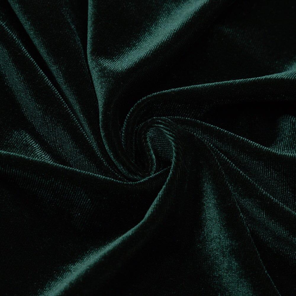 Velvet One-Line Shoulder High Slit Dress in Dark Green