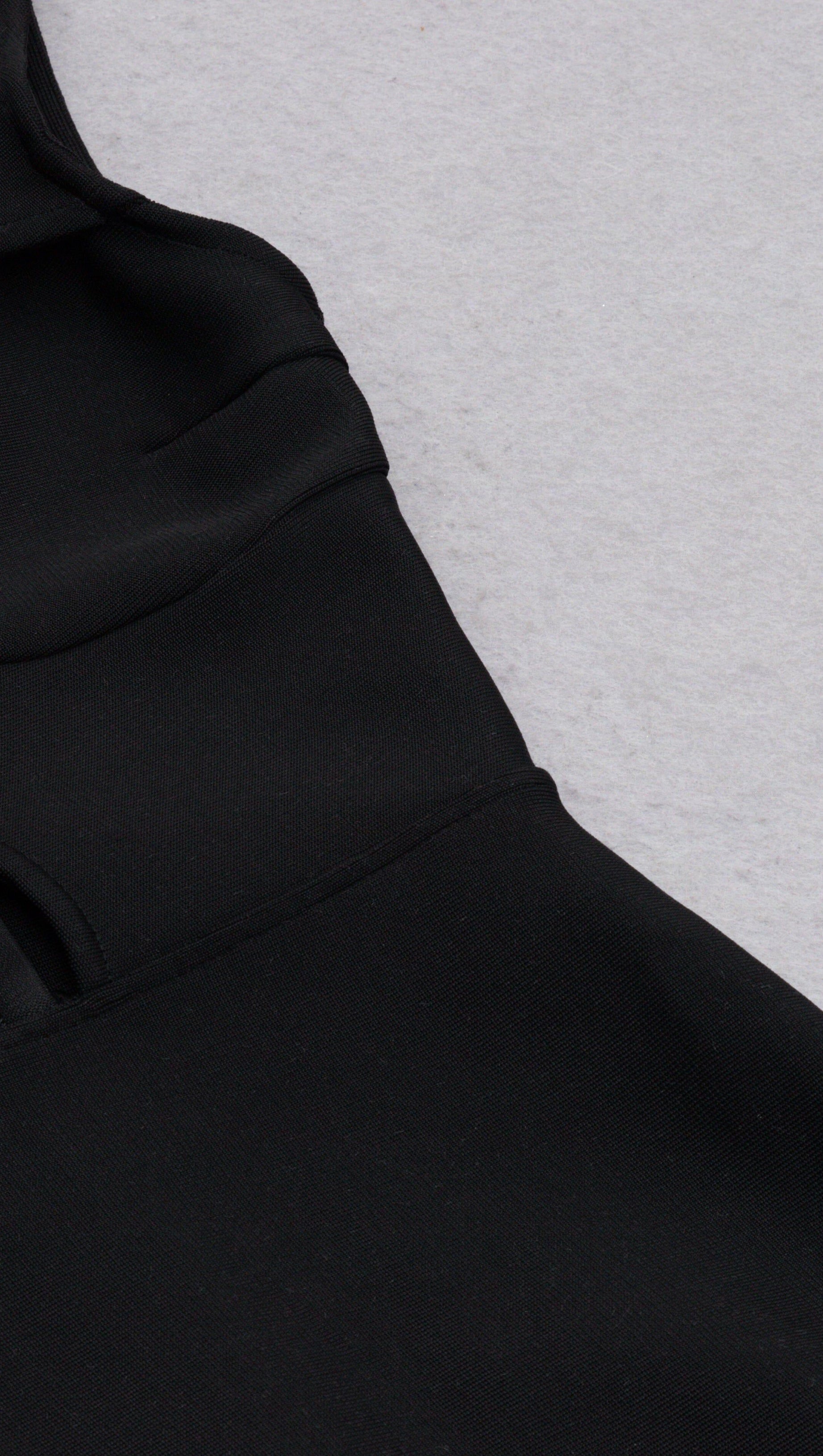 SLEEVELESS HOLLOWED OUT FRINGE DRESS IN BLACK