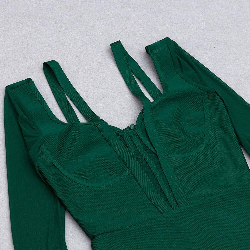 AIIZIE PERSPECTIVE GAUZE FISH BONE DRESS IN DARK GREEN - product image