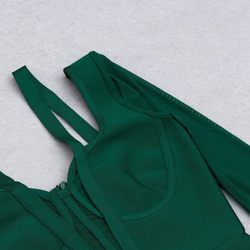 AIIZIE PERSPECTIVE GAUZE FISH BONE DRESS IN DARK GREEN - product image