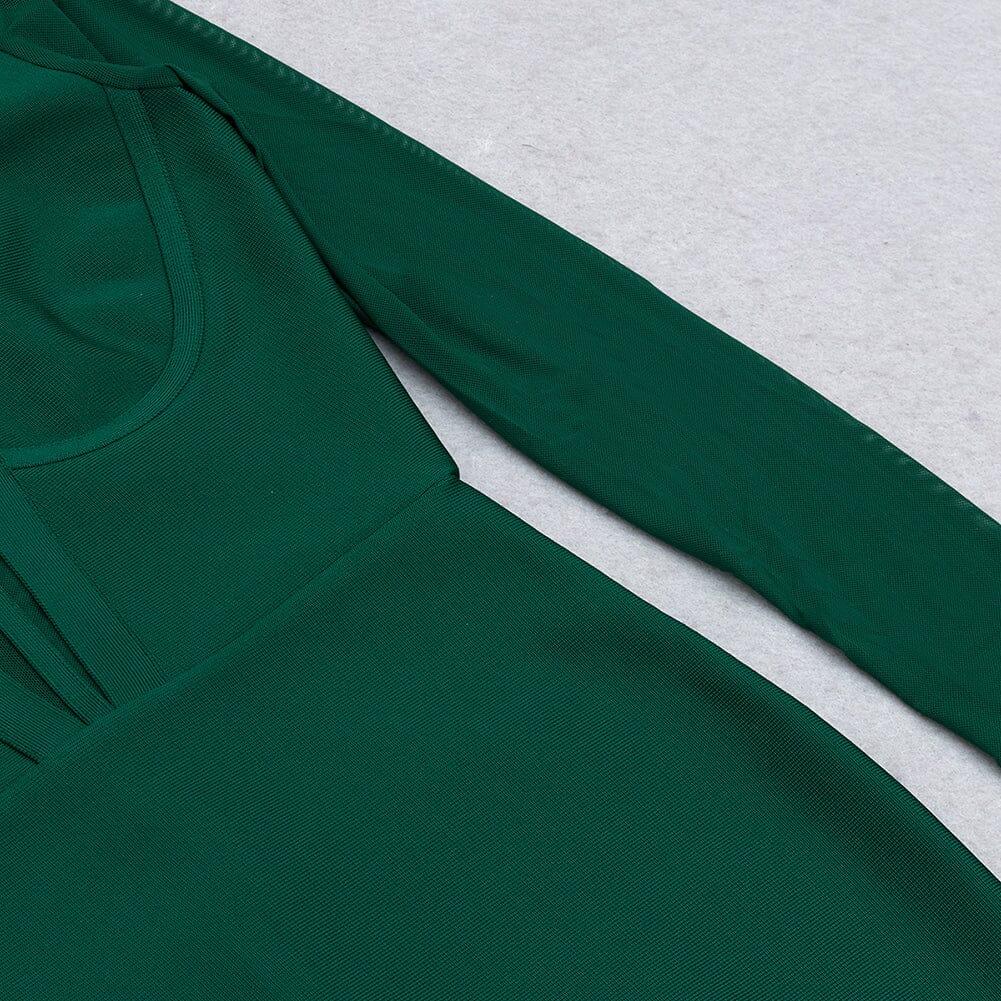 AIIZIE PERSPECTIVE GAUZE FISH BONE DRESS IN DARK GREEN - product image