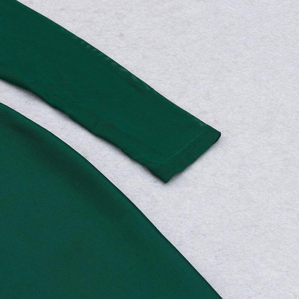 AIIZIE PERSPECTIVE GAUZE FISH BONE DRESS IN DARK GREEN - product image