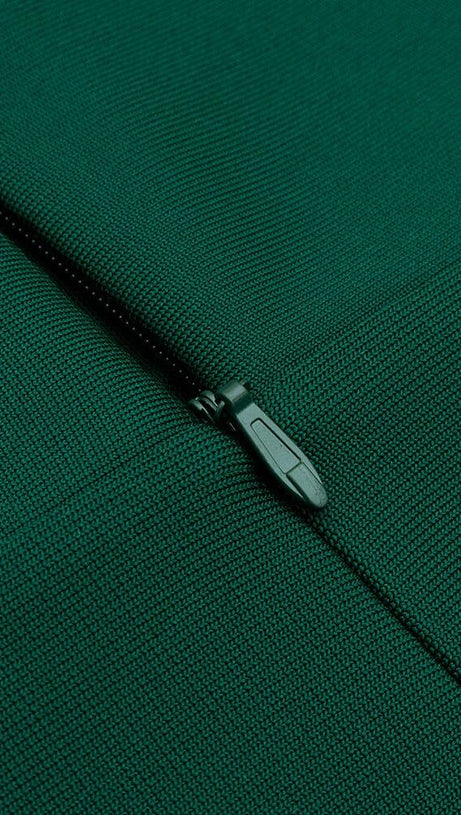 PERSPECTIVE GAUZE FISH BONE DRESS IN DARK GREEN