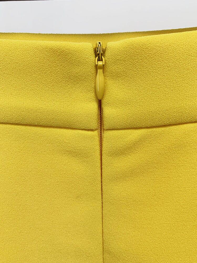 AIIZIE YELLOW HEAVY INDUSTRY CRYSTAL BEADS SET SEXY SHORT TOP & DRESS - product image