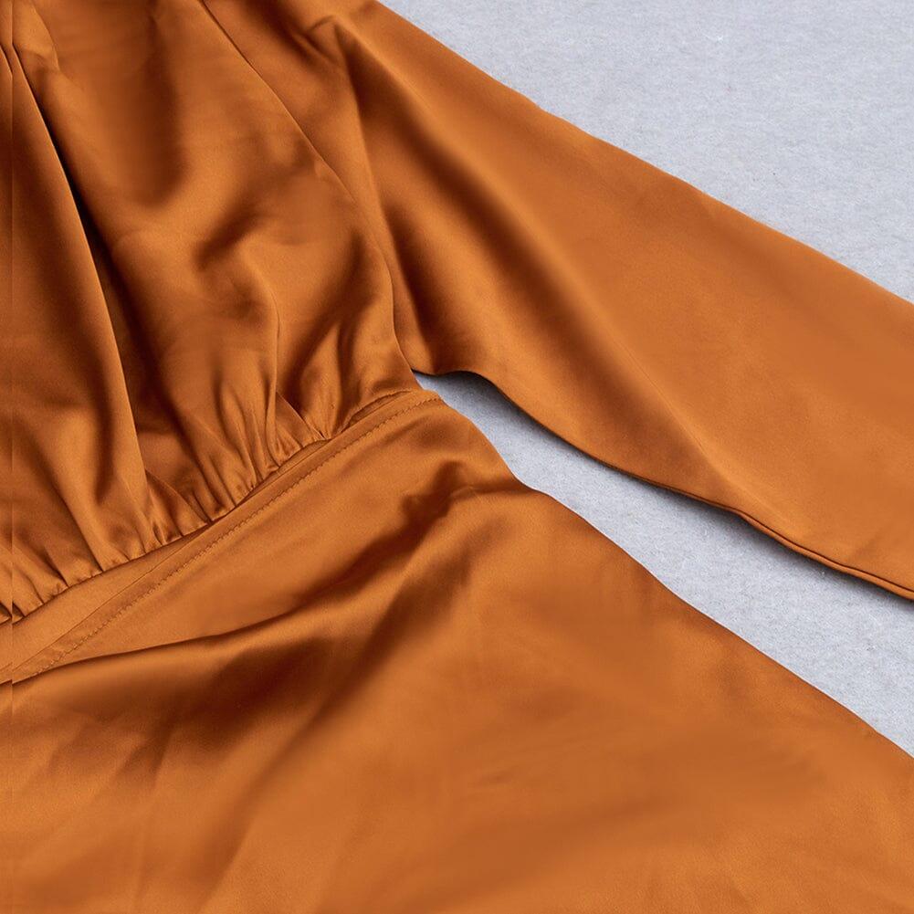 AIIZIE IRREGULAR RUFFLED BUTTOCK WRAP DRESS IN CARAMEL - product image
