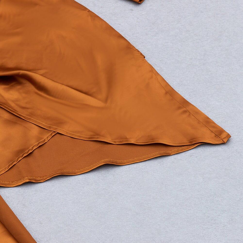 AIIZIE IRREGULAR RUFFLED BUTTOCK WRAP DRESS IN CARAMEL - product image