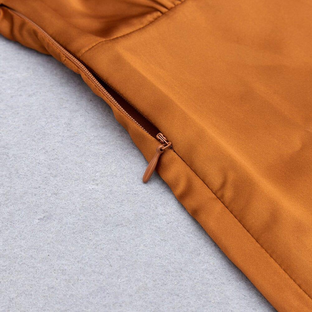 AIIZIE IRREGULAR RUFFLED BUTTOCK WRAP DRESS IN CARAMEL - product image