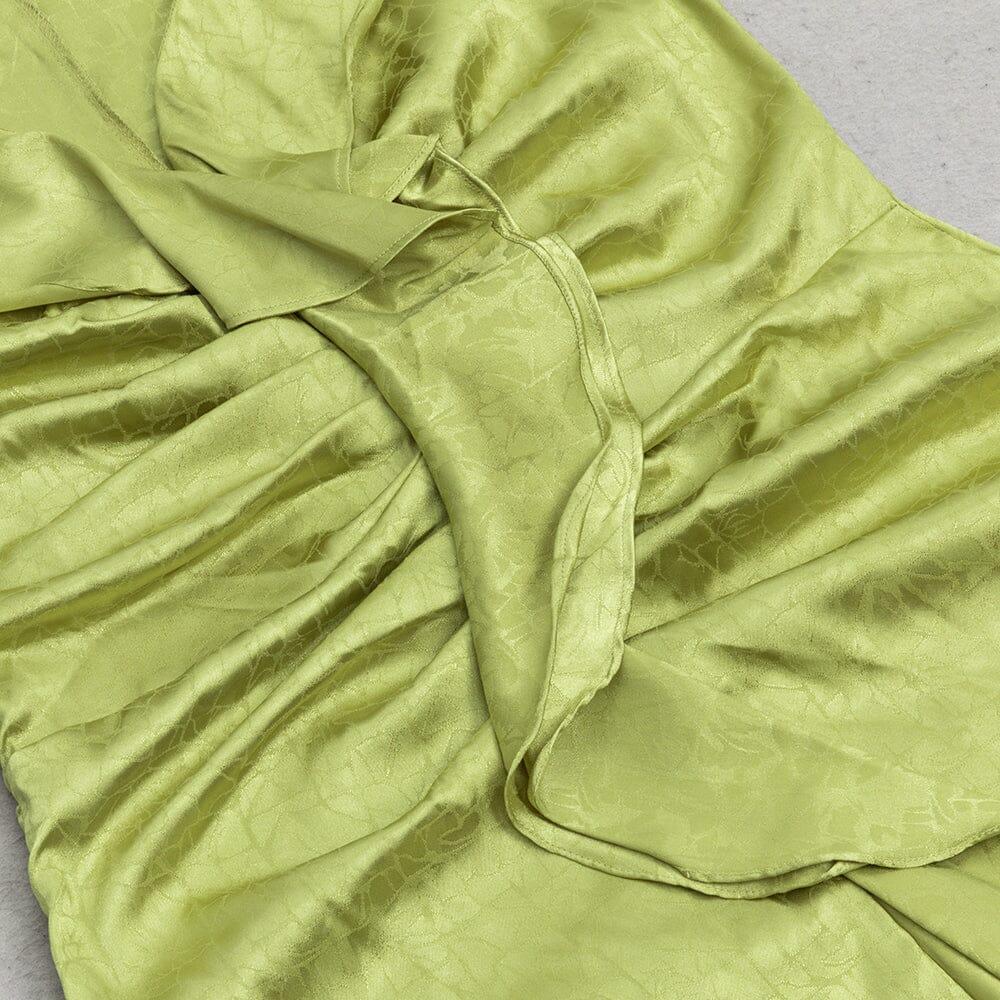 AIIZIE PLUS RUFFLE TRIM SATIN DRESS IN GREEN - product image