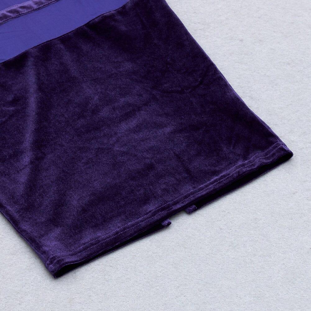 ABITO CON CUCITURE IN TULLE E VELLUTO IN PROSPETTIVA VIOLA