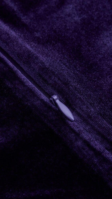 VELVET PERSPECTIVE TULLE STITCHING BAG HIP DRESS IN PURPLE