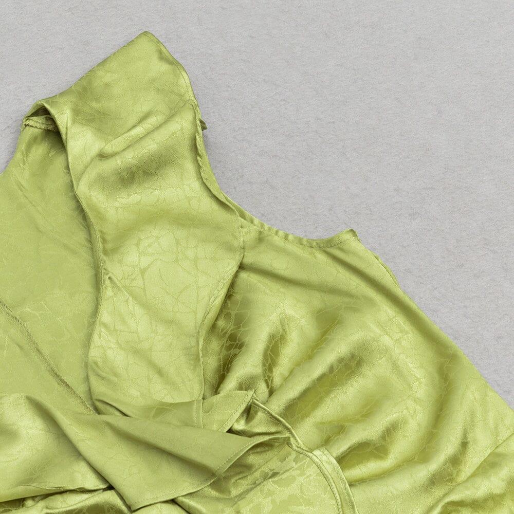 AIIZIE PLUS RUFFLE TRIM SATIN DRESS IN GREEN - product image