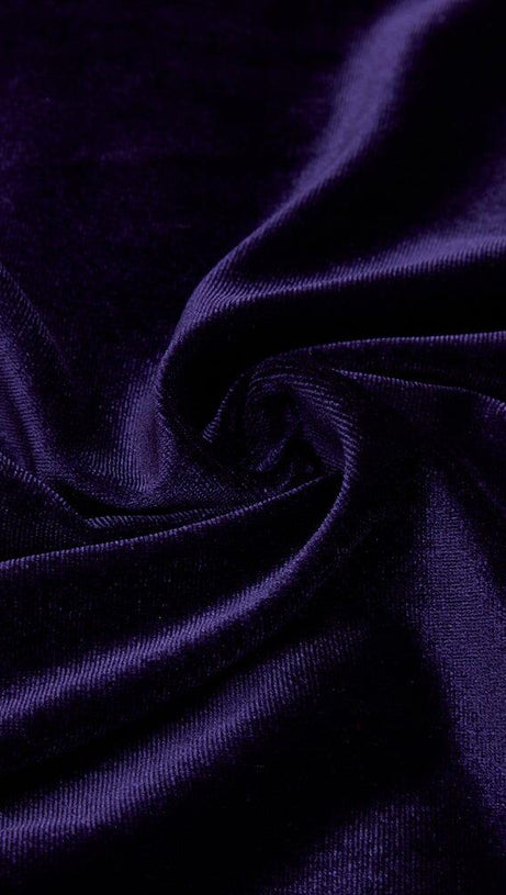 VELVET PERSPECTIVE TULLE STITCHING BAG HIP DRESS IN PURPLE