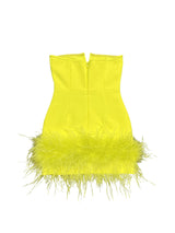 Veer Strapless Feather Bandage Dress In Yellow