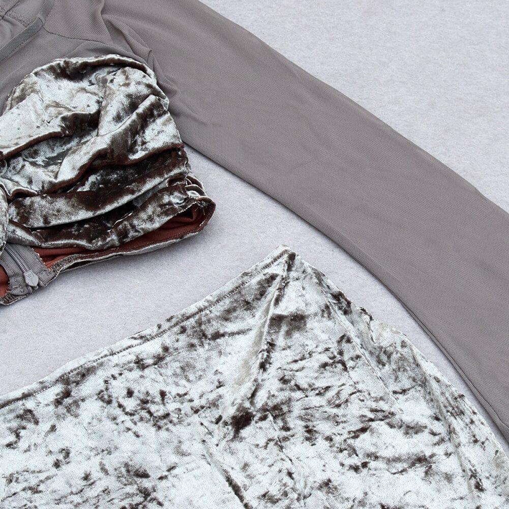 AIIZIE PERSPECTIVE VELVET BREAST TOP SUIT IN SILVER GRAY - product image