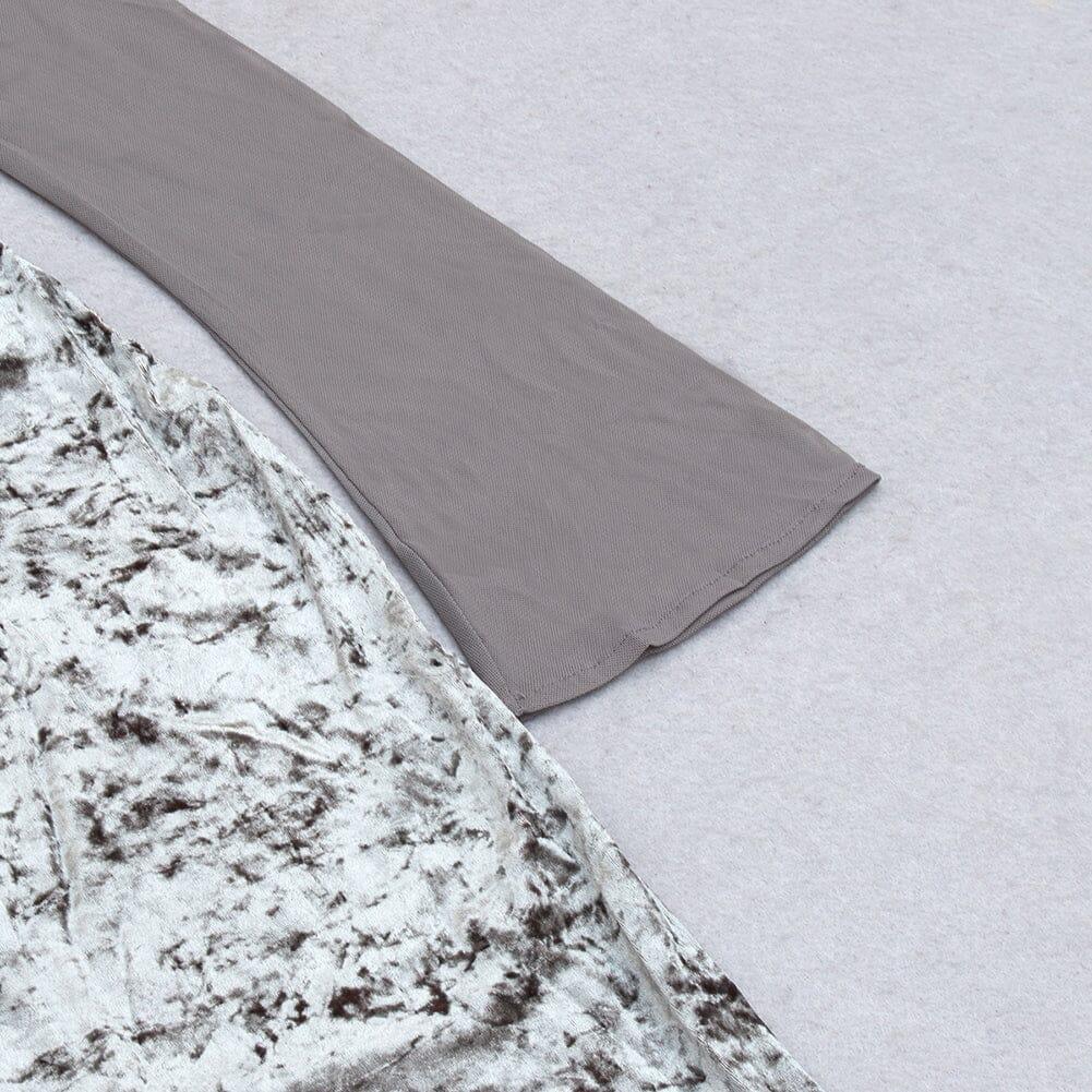 AIIZIE PERSPECTIVE VELVET BREAST TOP SUIT IN SILVER GRAY - product image