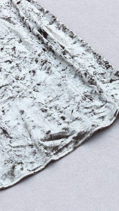 PERSPECTIVE VELVET BREAST TOP SUIT IN SILVER GRAY