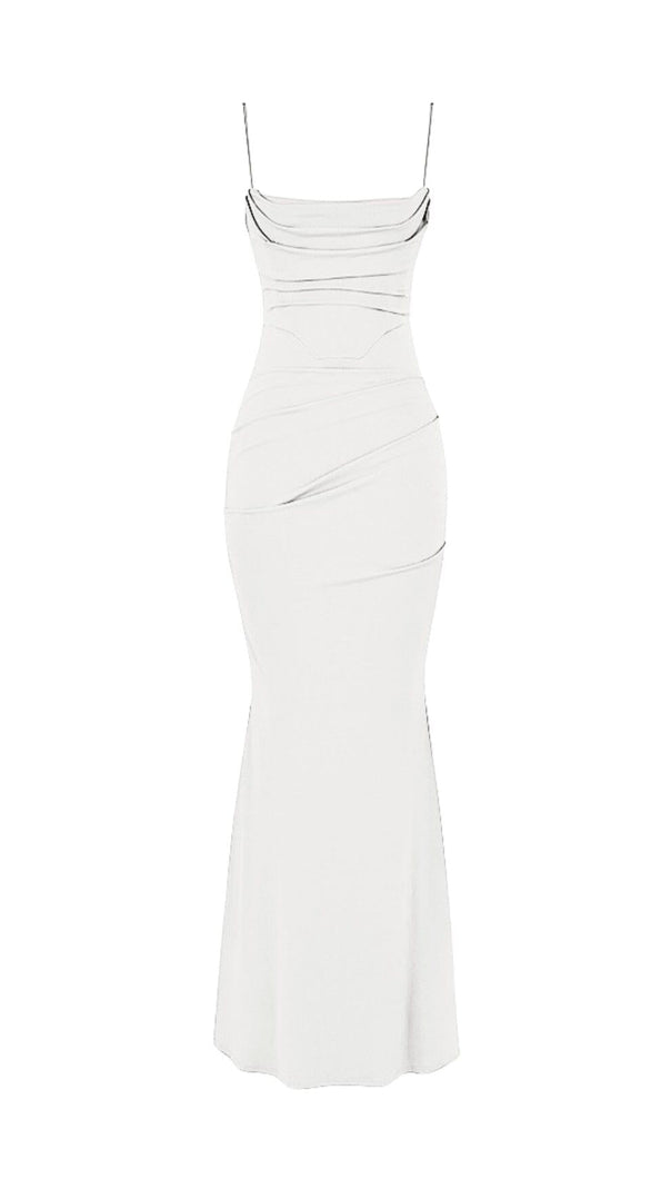 AIIZIE WHITE DRAPED CORSET MAXI DRESS - product image