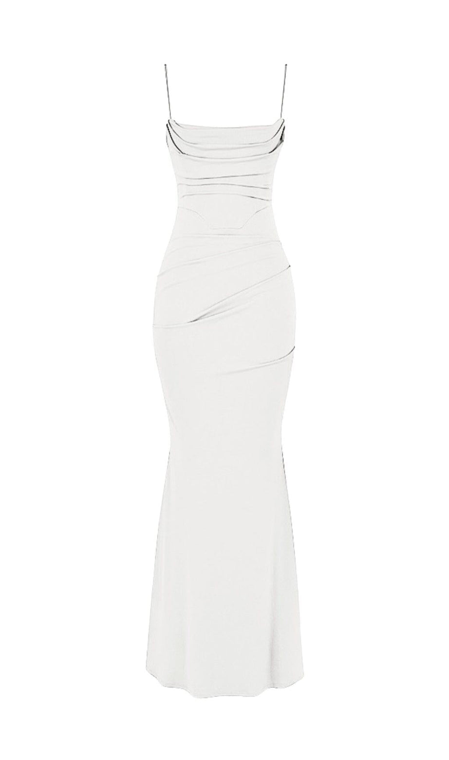 WEISSES DRAPIERTES KORSETT-MAXIKLEID