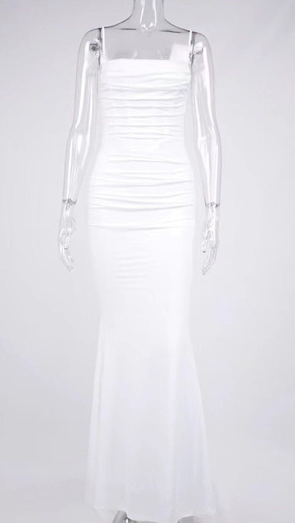 AIIZIE WHITE DRAPED CORSET MAXI DRESS - product image