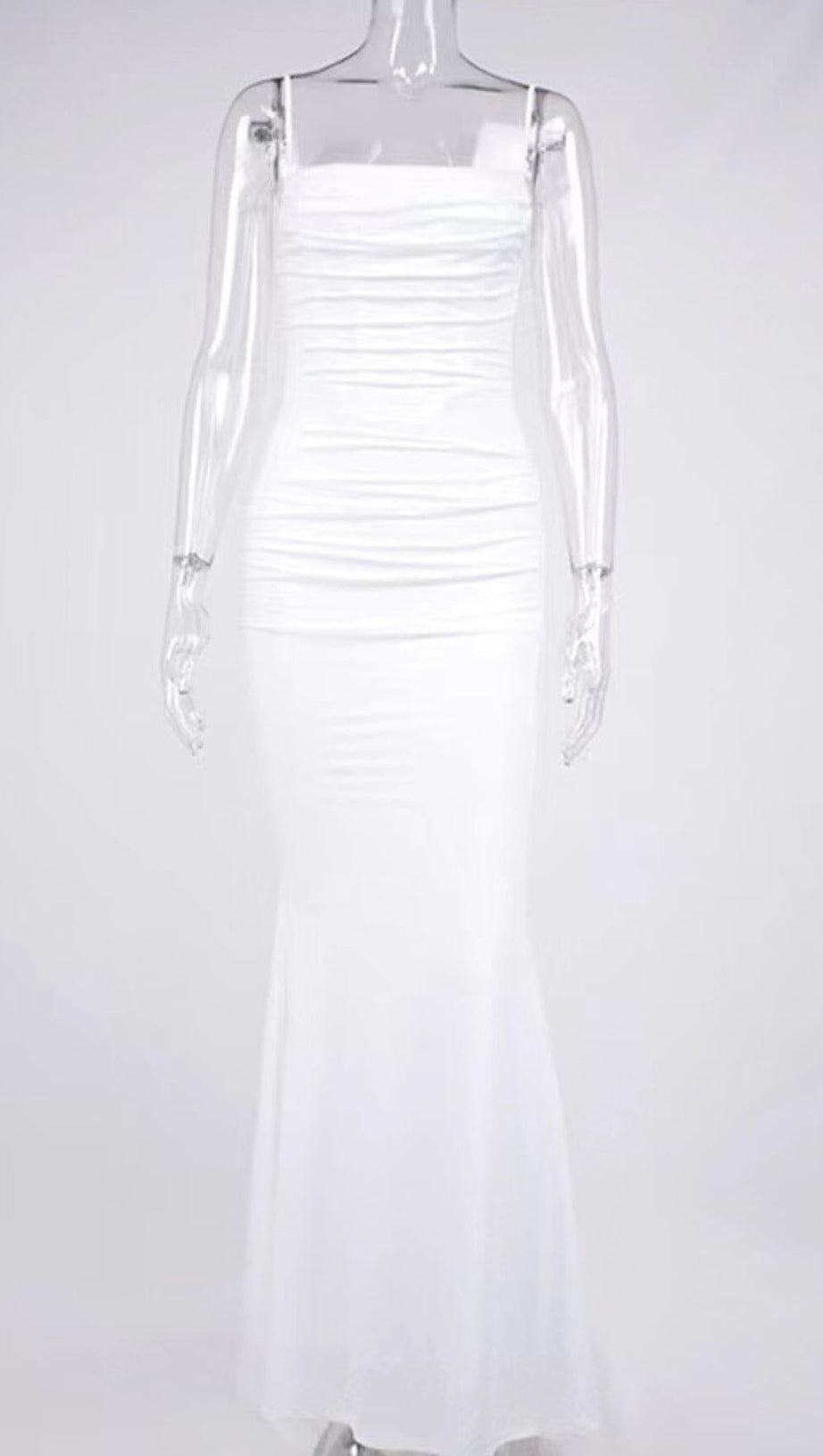 WHITE DRAPED CORSET MAXI DRESS