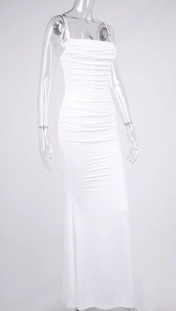 AIIZIE WHITE DRAPED CORSET MAXI DRESS - product image